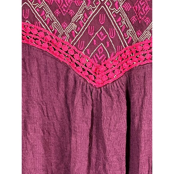 Retro Floral Tank L Purple Chevron Boho Hippie Indie Folk Colorful - Picture 4 of 9